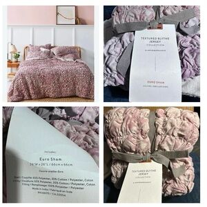 Set 2 Anthropologie Textured Square Pillow Euro Sham Blythe Violet Tie Dye Boho